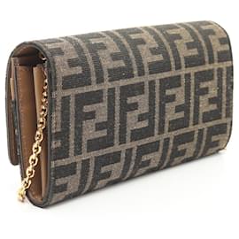 Fendi-Fendi Canvas Leather Zucca Shoulder Bag 8M0365A98PF0A6E-Brown
