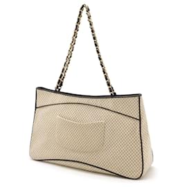 Chanel-Chanel Jersey Leather Coco Mark Micro Matelassé 2way Tote Bag-White
