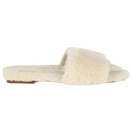 Aeyde Anna Mules en Fourrure Blanche Blanc