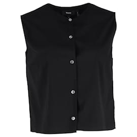 Theory-Theory Good Sleeveless Shirt in Black Cotton-Black
