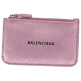 Balenciaga-Portefeuille carte logo Balenciaga en cuir rose-Rose