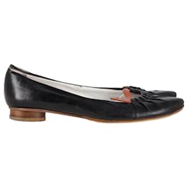 Etro-Etro Pleated Ballet Flats in Black Leather-Black