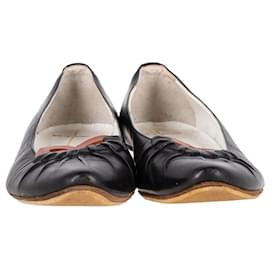Etro-Etro Pleated Ballet Flats in Black Leather-Black