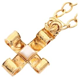 Chanel-Chanel Coco Mark Necklace Pearl Necklace-Golden,Metallic