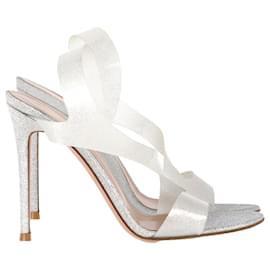 Gianvito Rossi- Gianvito Rossi Metropolis Sandal Heels in Silver Polyurethane-Silvery