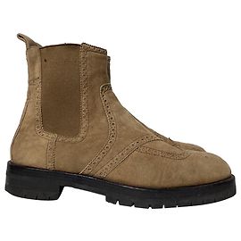 Botas ankle Hermès Findlay em camurça marrom Marrom Vermelho
