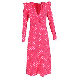 Vestido midi de poá Alessandra Rich em seda rosa Rosa
