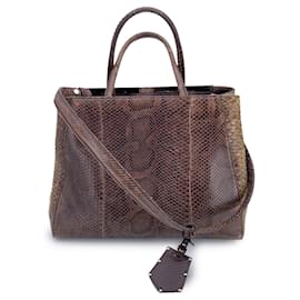 Fendi-Brown Leather 2Jours Tote Handbag with Shoulder Strap-Brown