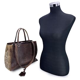 Fendi-Brown Leather 2Jours Tote Handbag with Shoulder Strap-Brown