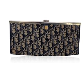 Dior-Christian Vintage Blue Oblique Monogram Canvas Clutch Bag-Blue