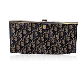 Dior Christian Vintage Blau Schrägmonogramm Canvas Clutch Tasche Blau