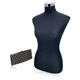 Dior-Christian Vintage Blue Oblique Monogram Canvas Clutch Bag-Blue