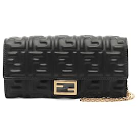 Fendi-Fendi Leather FF Logo Shoulder Bag 8M0365AAJDF0KUR-Black