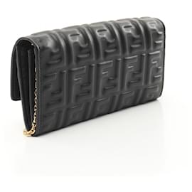 Fendi-Fendi Leather FF Logo Shoulder Bag 8M0365AAJDF0KUR-Black
