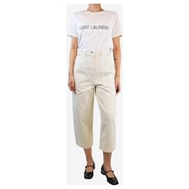 Khaite-Hewey cream denim wide leg jeans - size UK 10-Cream