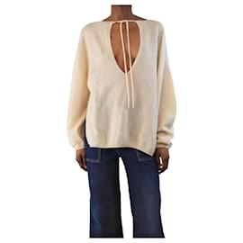 Khaite-Cream v-neck knit top - size XS-Cream