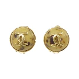 Chanel-Chanel Beige and Brown Clip Earrings-Brown,Beige