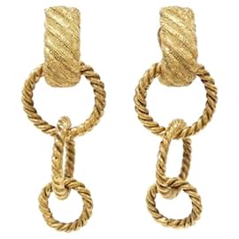 Chanel-Chanel Gold Clip Earrings-Golden