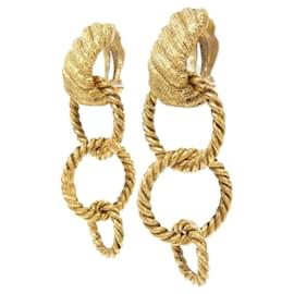 Chanel-Chanel Gold Clip Earrings-Golden