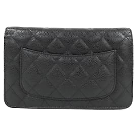 Chanel-Chanel Timeless Classic Line 33814 Chain Wallet-Black,Dark red
