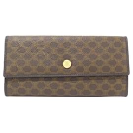 Céline-Celine Brown Coated Canvas Long Wallet-Brown