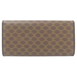 Céline-Celine Brown Coated Canvas Long Wallet-Brown