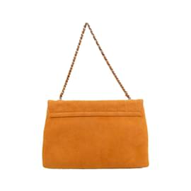 Chanel-Chanel Orange Suede Shoulder Bag-Orange