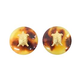 Chanel-Chanel Brown and Gold Clip Earrings-Brown,Golden