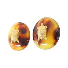 Chanel-Chanel Brown and Gold Clip Earrings-Brown,Golden
