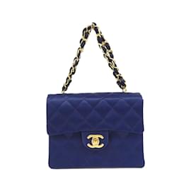 Chanel-Chanel Blue Satin Shoulder Bag-Blue