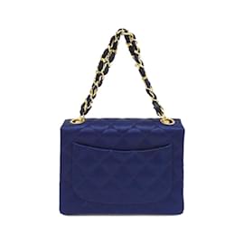 Chanel-Chanel Blue Satin Shoulder Bag-Blue