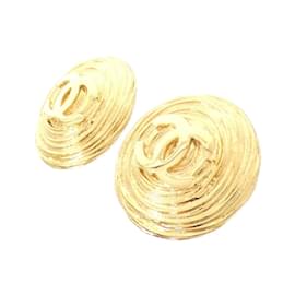 Chanel-Chanel Gold Clip Earrings-Golden