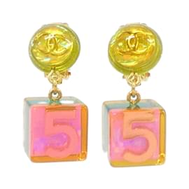 Chanel-Chanel Clip Earrings-Pink,Blue,Golden,Yellow
