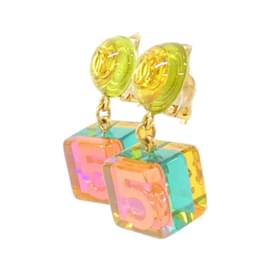 Chanel-Chanel Clip Earrings-Pink,Blue,Golden,Yellow