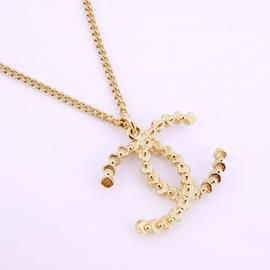Chanel-Chanel Necklace Coco Mark in Champagne Gold-Golden