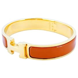 Hermès-Hermes Bangle Click Clack PM GP Plated Gold Brown Ladies-Brown,Golden