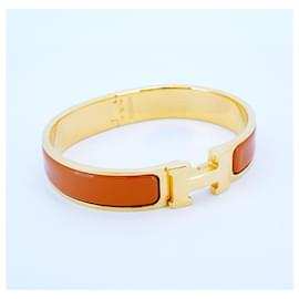 Hermès-Hermes Bangle Click Clack PM GP Plated Gold Brown Ladies-Brown,Golden