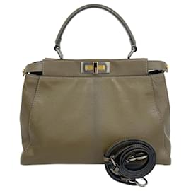 Fendi-Fendi Zucca Peekaboo Handbag-Brown