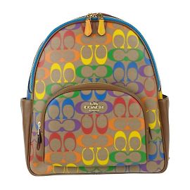 COACH Signature Rainbow Backpack Multiple colors Beige Khaki