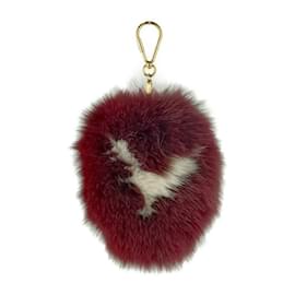Louis Vuitton-Louis Vuitton Amarante Fox Fur Keyring-Dark red