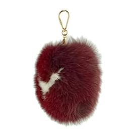 Louis Vuitton-Louis Vuitton Amarante Fox Fur Keyring-Dark red