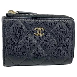 Chanel-Chanel Tri-fold Wallet in Black Grained Calfskin-Black