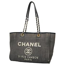 Chanel-Chanel Tote Bag Deauville Chain Denim Navy-Navy blue