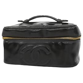Chanel-Chanel Black Patent Leather Vanity Bag-Black
