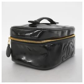 Chanel-Chanel Black Patent Leather Vanity Bag-Black