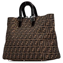 Fendi-Fendi Brown Large Zucca Canvas Twins Tote-Brown