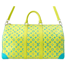 Louis Vuitton-Louis Vuitton Yellow Monogram Playground Keepall Bandouliere 50-Blue,Other,Yellow,Turquoise