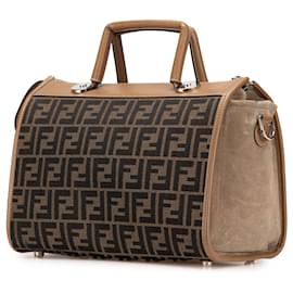 Fendi-Fendi Brown Zucca Canvas Soft Trunk Satchel-Brown