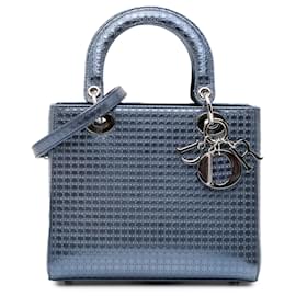 Dior-Dior Blue Medium Patent Microcannage Lady Dior-Blue