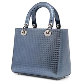Dior-Dior Blue Medium Patent Microcannage Lady Dior-Blue